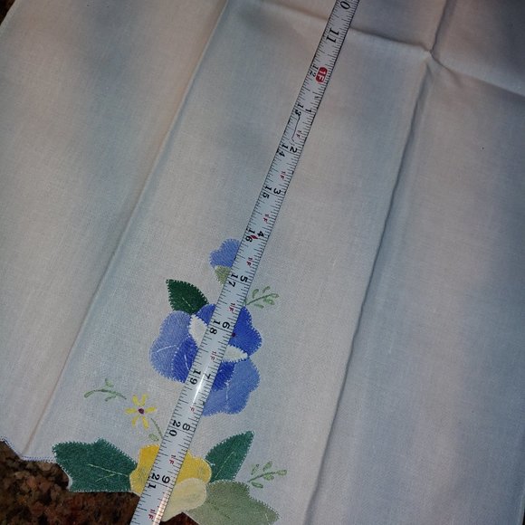 5 Applique Embroidered Floral Cotton Matching Tea Hand Towels 13x21 - Picture 7 of 8